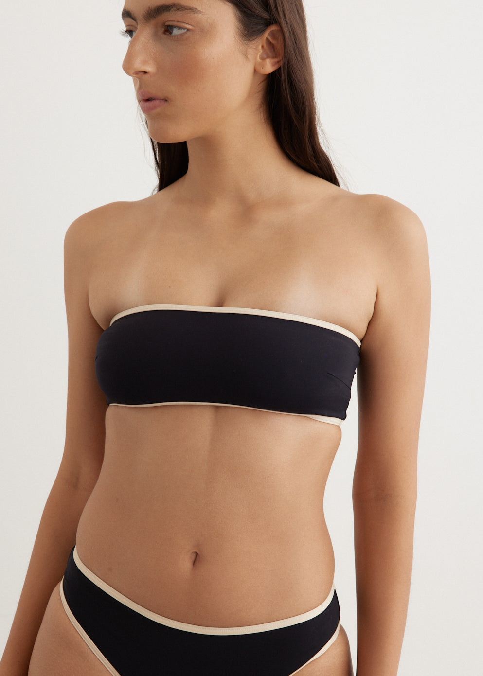 Stripe Edge Strapless Bikini Top