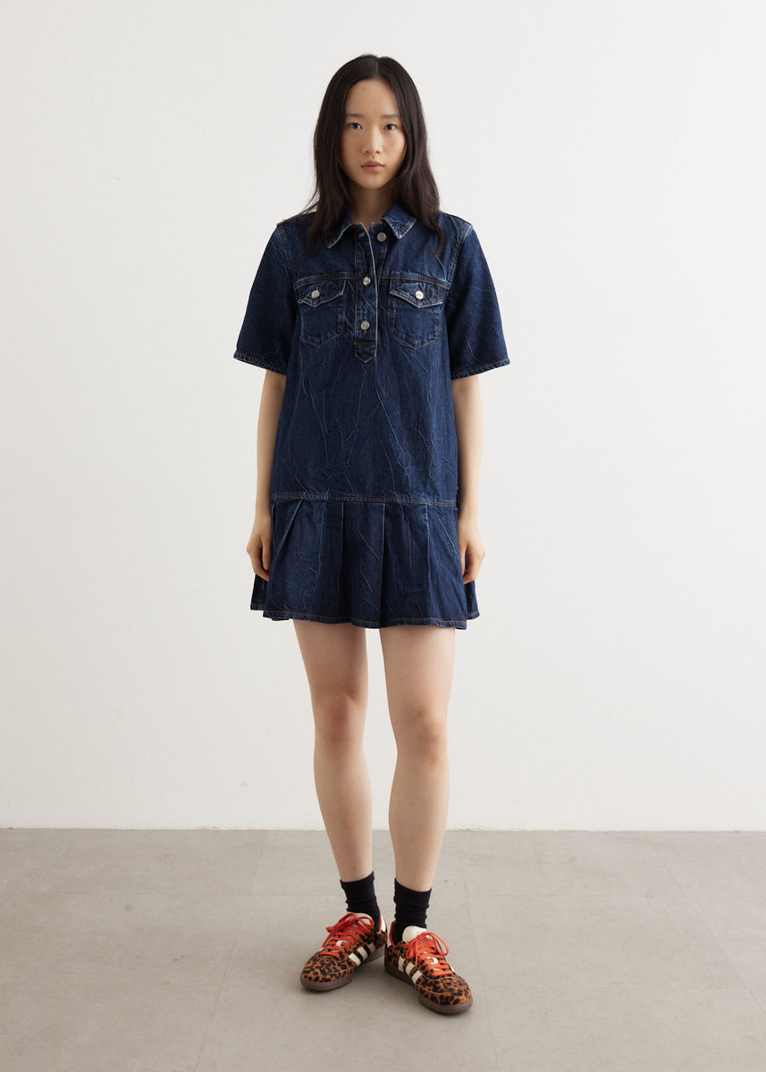 ganni cult denim mini dress GANNI Blue Denim Mini Dress