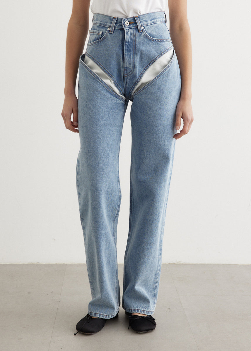 Y/PROJECT】blue cut out jeans 27size