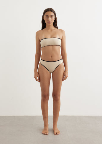 Stripe Edge Strapless Bikini Top