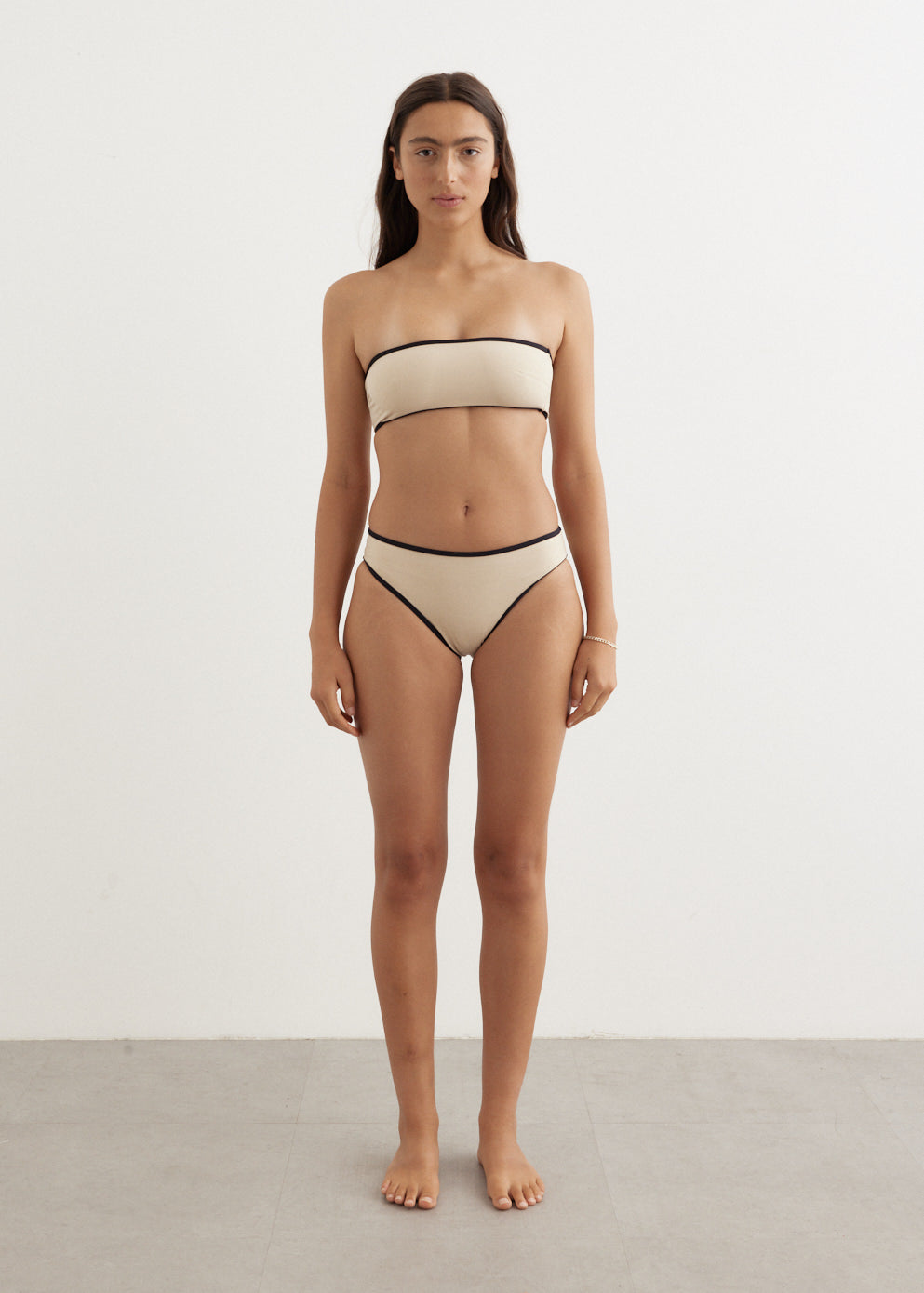 Stripe Edge Strapless Bikini Top