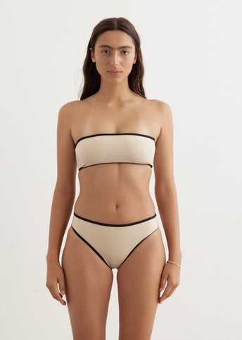 Stripe Edge Strapless Bikini Top