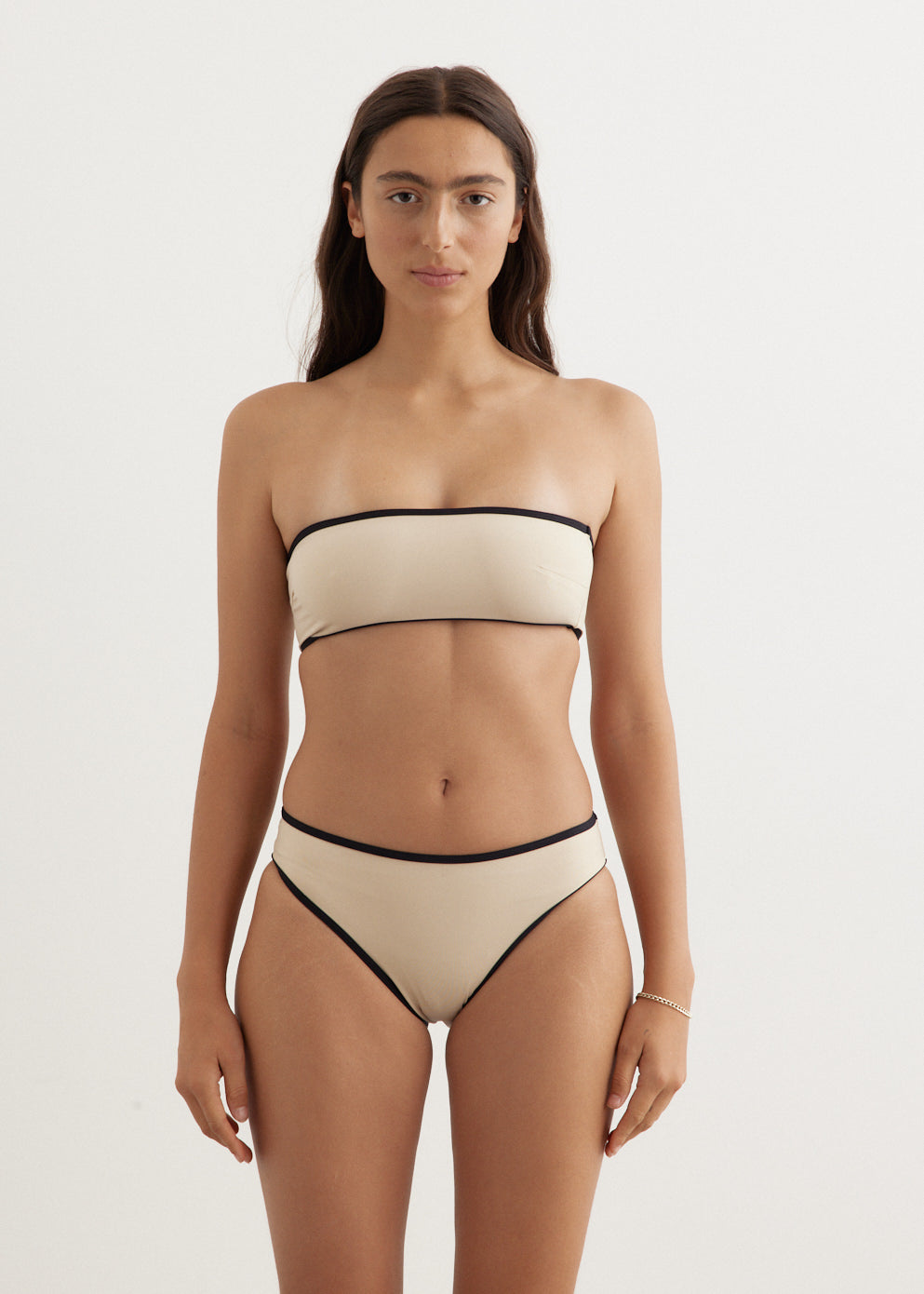 Stripe Edge Strapless Bikini Top