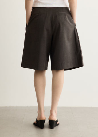 Wool Pleat Loop Shorts