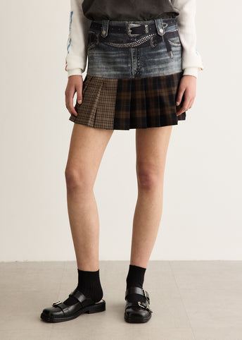 Double Belt Printed Mini Skirt