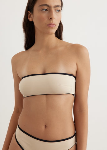 Stripe Edge Strapless Bikini Top