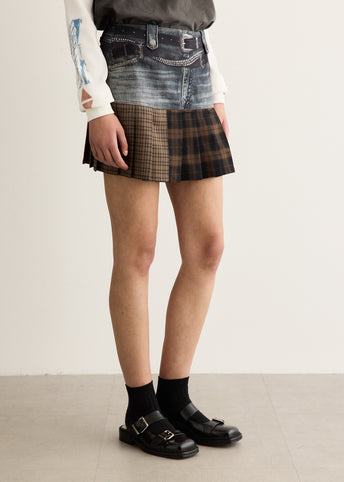 Double Belt Printed Mini Skirt
