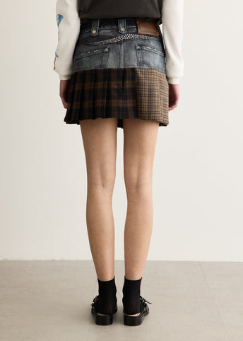 Double Belt Printed Mini Skirt