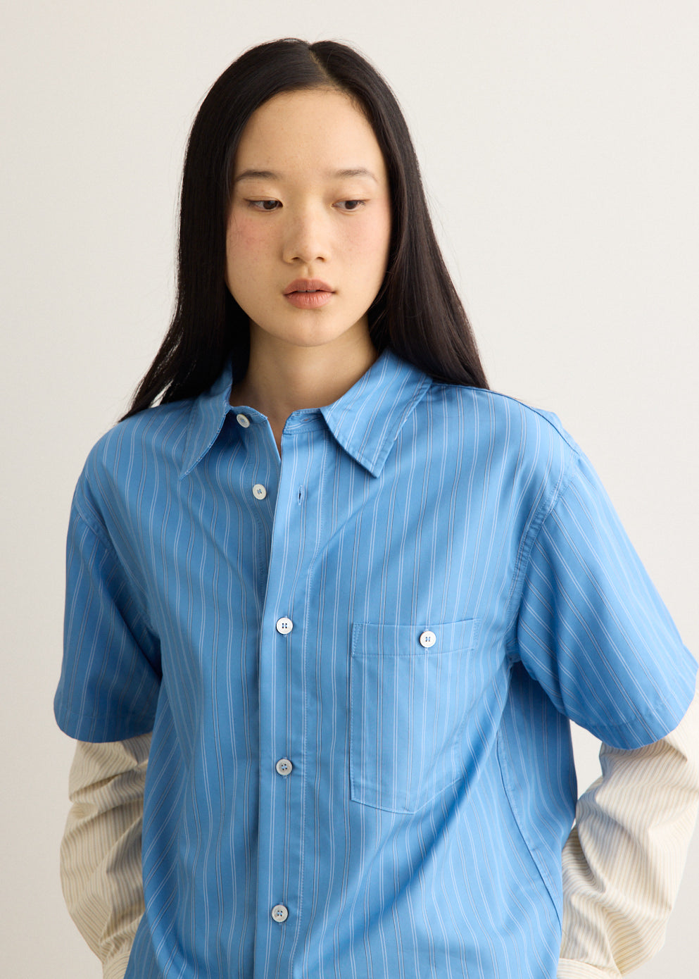Sleeve Layered Stripe Shirt