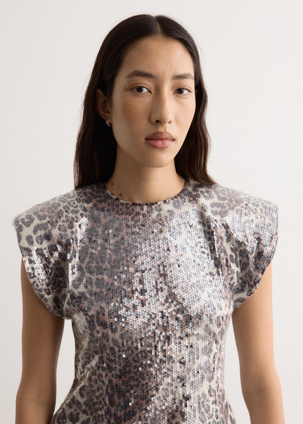 Printed Stretch Sequins Blouse