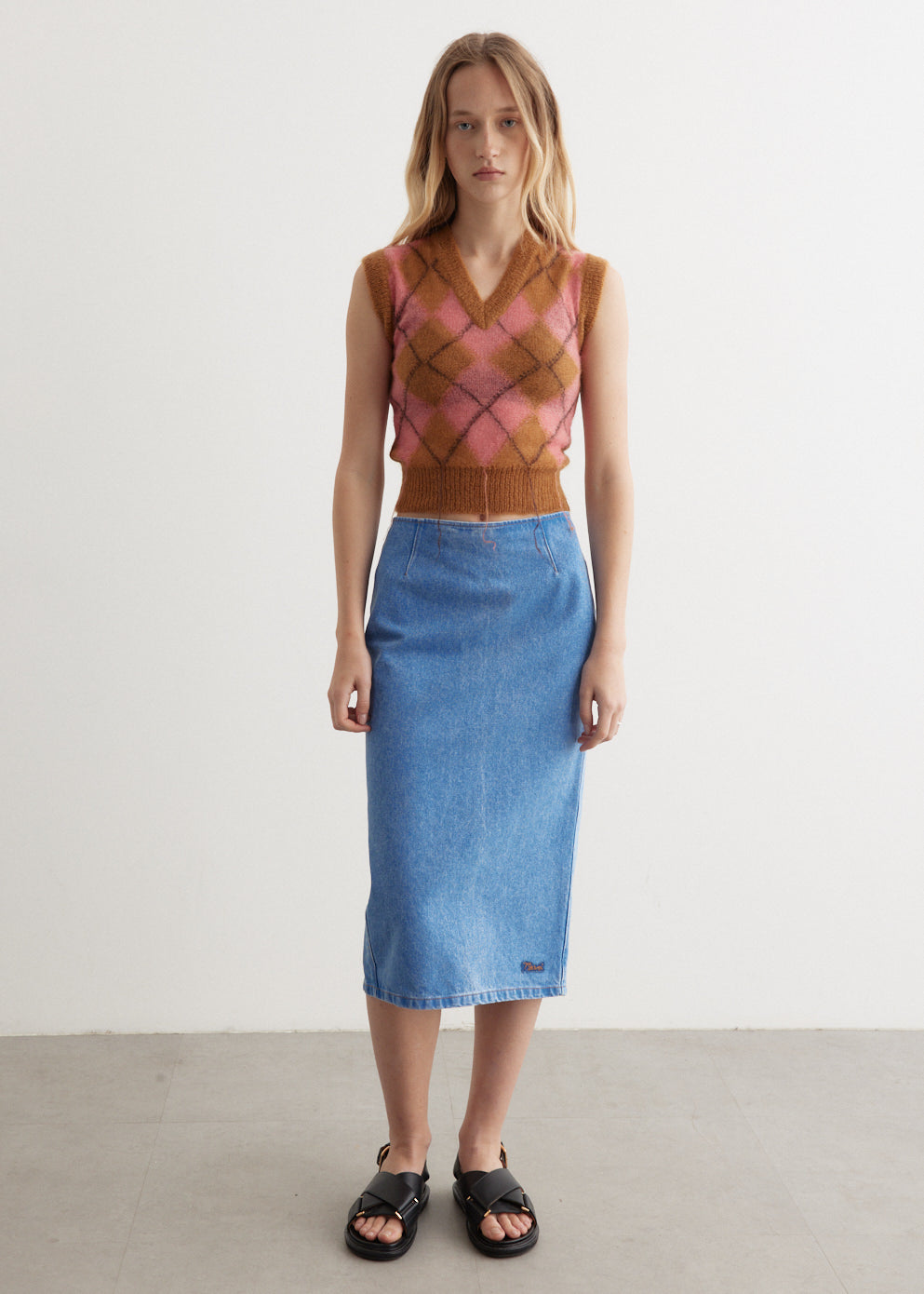 Marni - Bleached Coated Denim Skirt - Skirt,Specials : American Fashion Style Bags On Sale Marni - Bleached Coated Denim Skirt - Skirt,Specials : American Fashion Style Bags On Sale