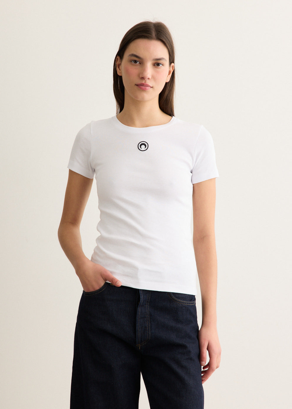 Moon Logo Ribbed Jersey Baby Fit T-Shirt