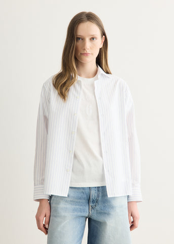 Long-Sleeved Blue Striped Shirt