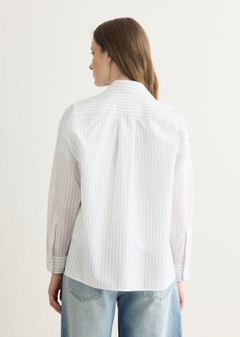 Long-Sleeved Blue Striped Shirt