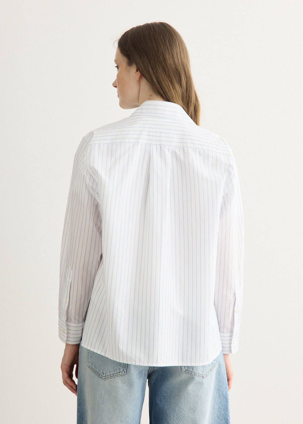 Long-Sleeved Blue Striped Shirt