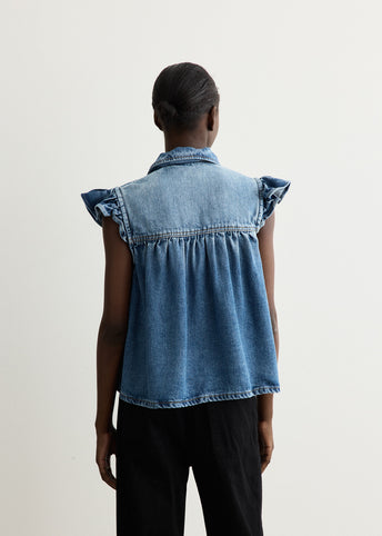 Denim Ruffle Top