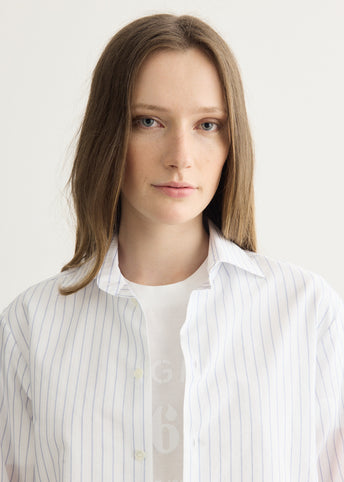 Long-Sleeved Blue Striped Shirt