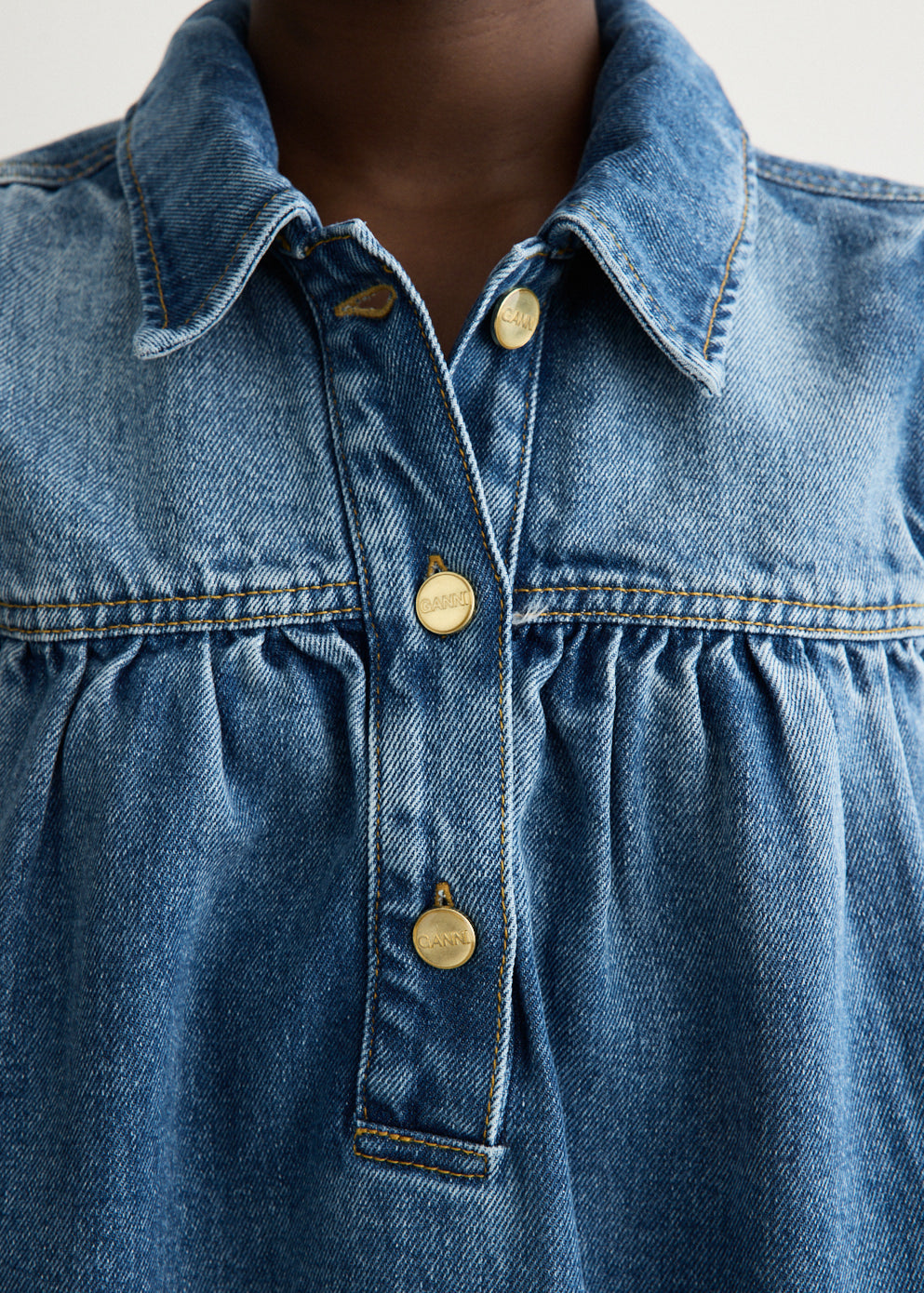 Denim Ruffle Top