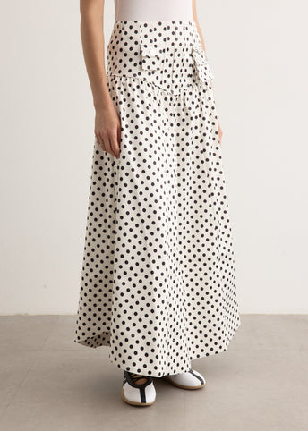 Printed Double Satin Long Pocket Skirt