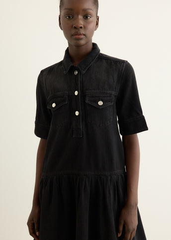 Soft Rigid Denim Mini Dress