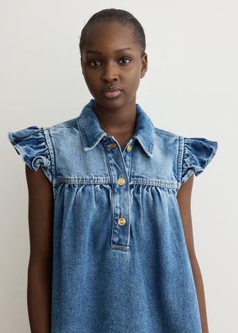 Denim Ruffle Top