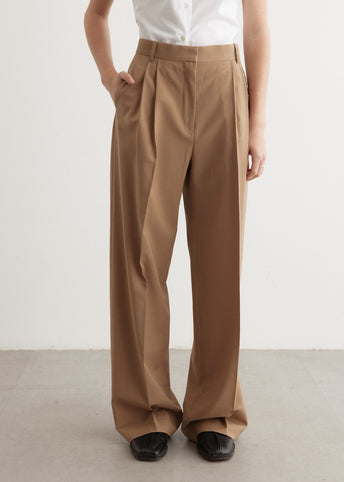 Wide Leg Pleated Trousers
