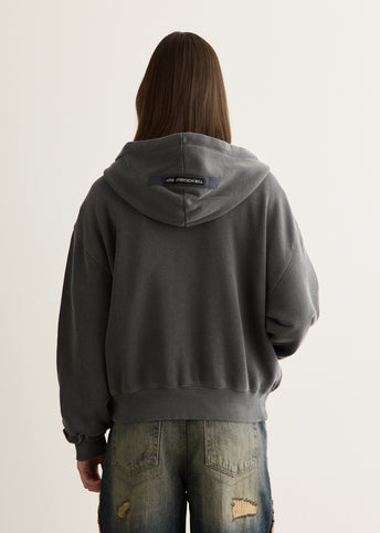Raw-Cut Studded Zip-Up Hoodie