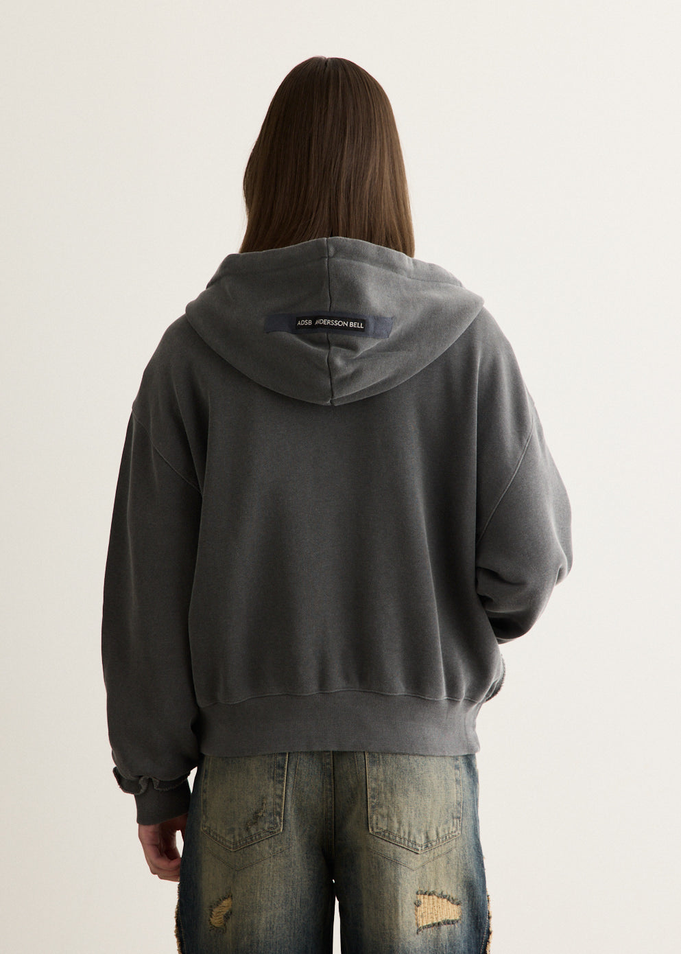 Raw-Cut Studded Zip-Up Hoodie