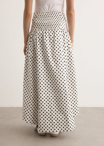 Printed Double Satin Long Pocket Skirt