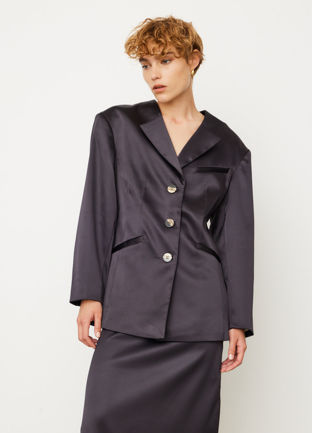 Double Satin Fitted Blazer