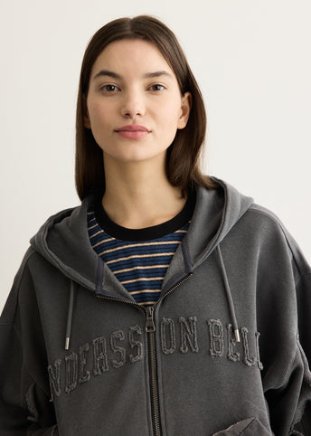 Raw-Cut Studded Zip-Up Hoodie