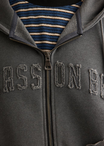 Raw-Cut Studded Zip-Up Hoodie