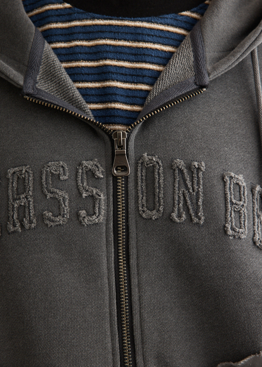 Raw-Cut Studded Zip-Up Hoodie