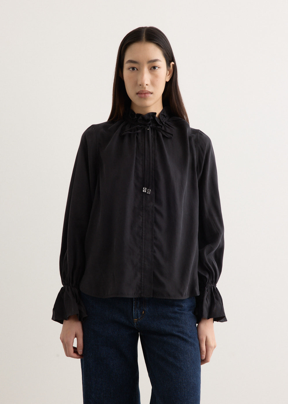 Fluid Cupro Tie String Shirt