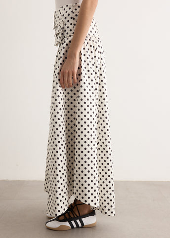 Printed Double Satin Long Pocket Skirt