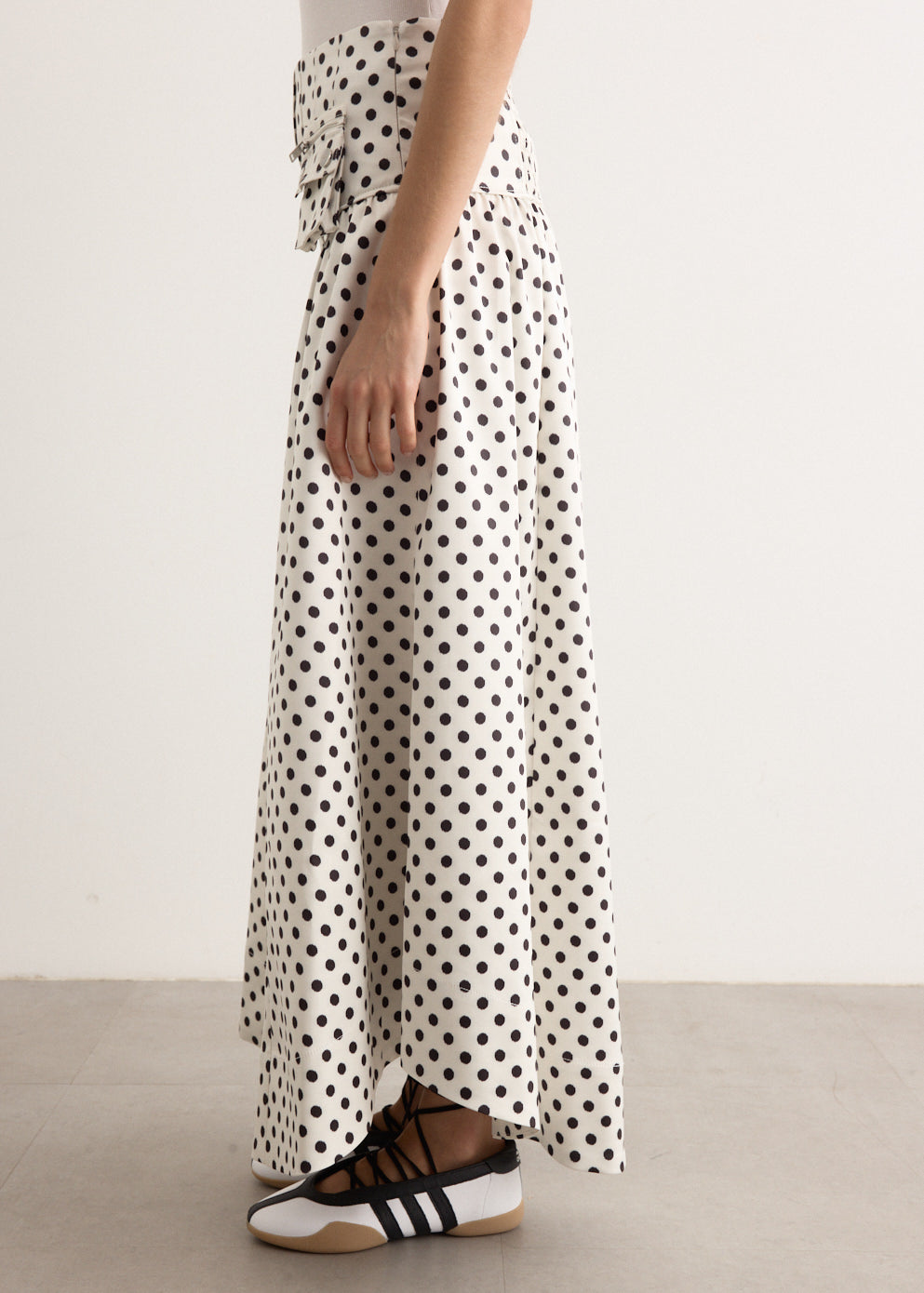 Printed Double Satin Long Pocket Skirt