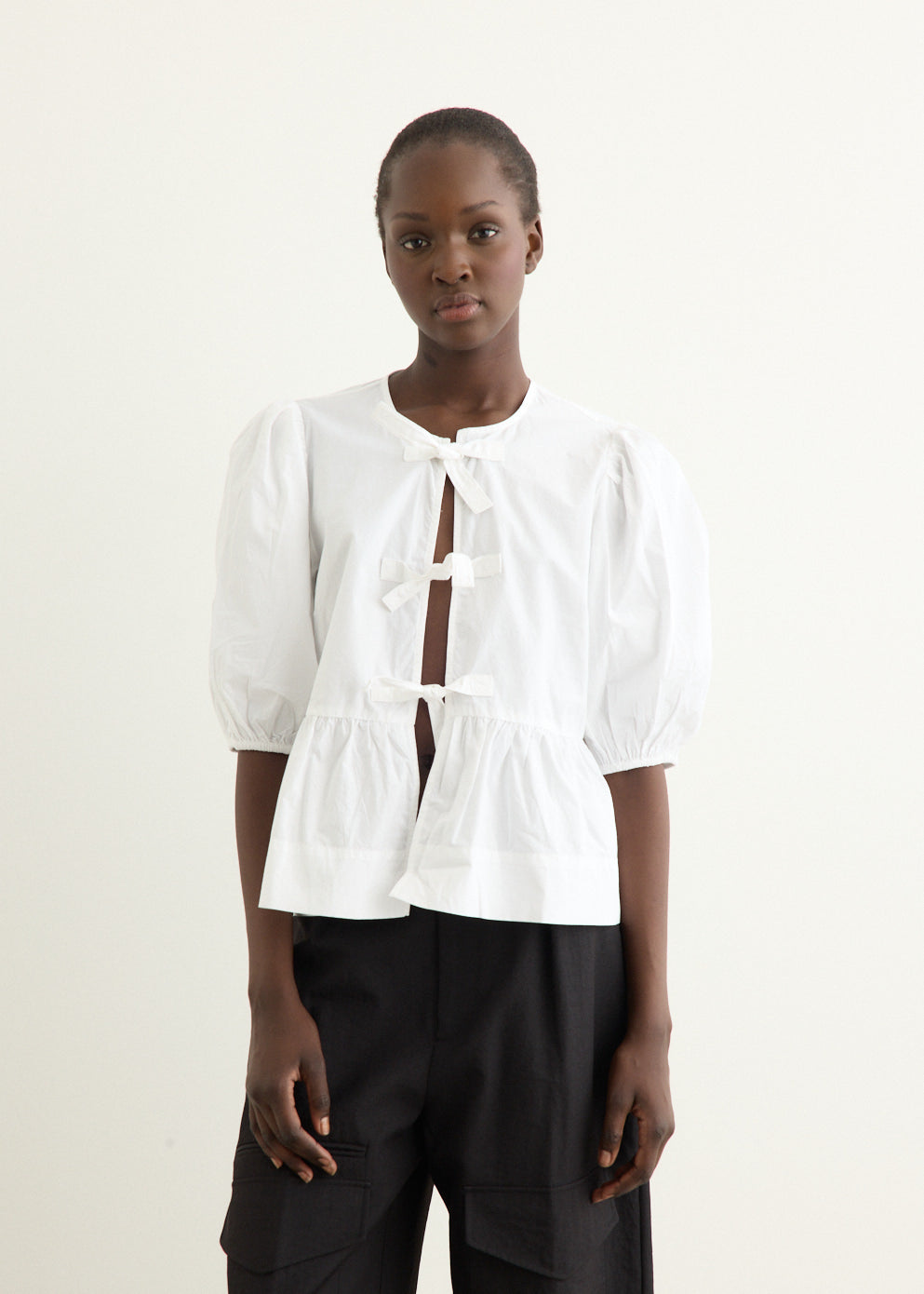 Cotton Poplin Peplum Blouse