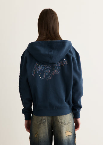 Unisex Patchword Liquid Logo Hood Zip-Up Sweatshirt