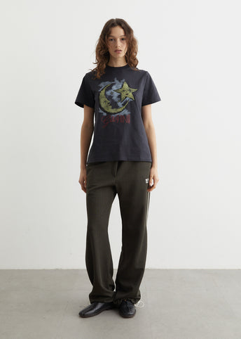 ★人気★【GANNI】MOONLIGHT Tシャツ GANNI Moonlight-print T-shirt | Black | FARFETCH