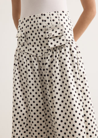 Printed Double Satin Long Pocket Skirt