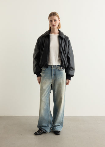 Faux Leather Bomber Jacket