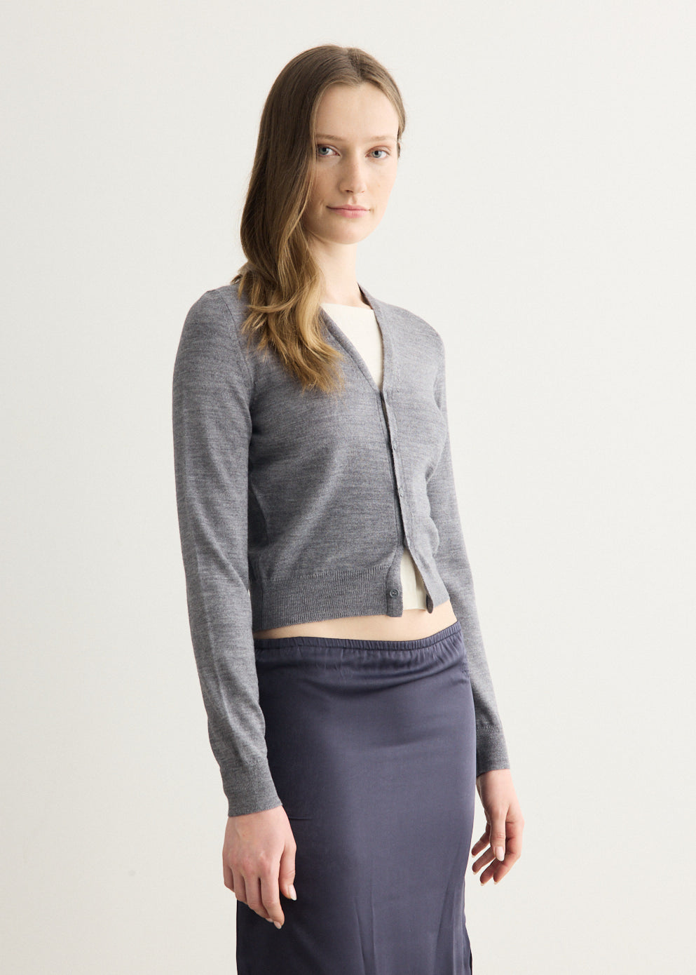 Grey Melange Cardigan