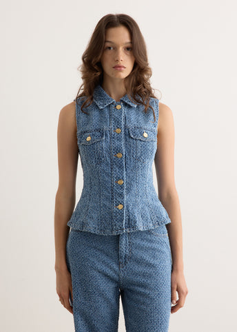 Fluffy Denim Fitted Top