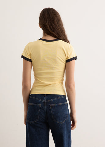 GANNI｜ (Yellow Cropped Leopard T-shirt (T4256 372)) Mellow Yellow Yellow Cropped Leopard T-shirt | GANNI