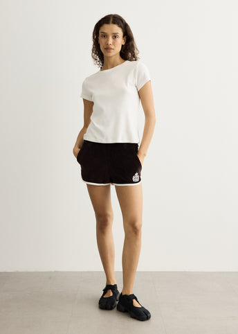 NY Crest Velour Track Shorts