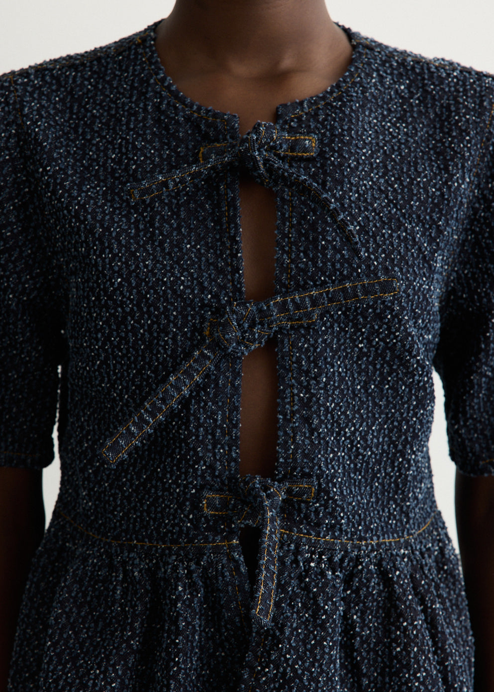 Tweed Denim Peplum Blouse