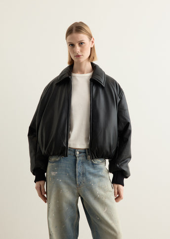 Faux Leather Bomber Jacket