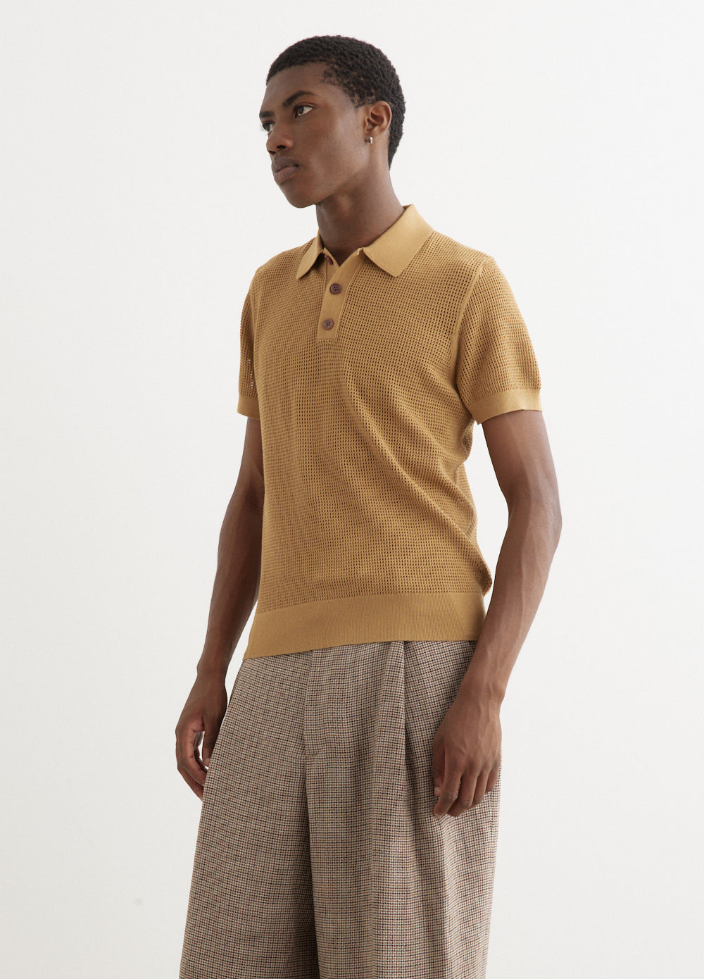 Mindo Openwork Knit Polo Shirt