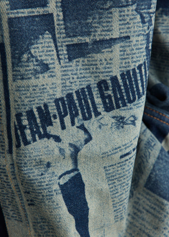 Denim Shirt With Newspaper Print