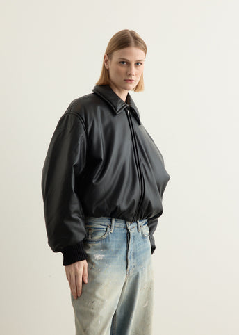 Faux Leather Bomber Jacket